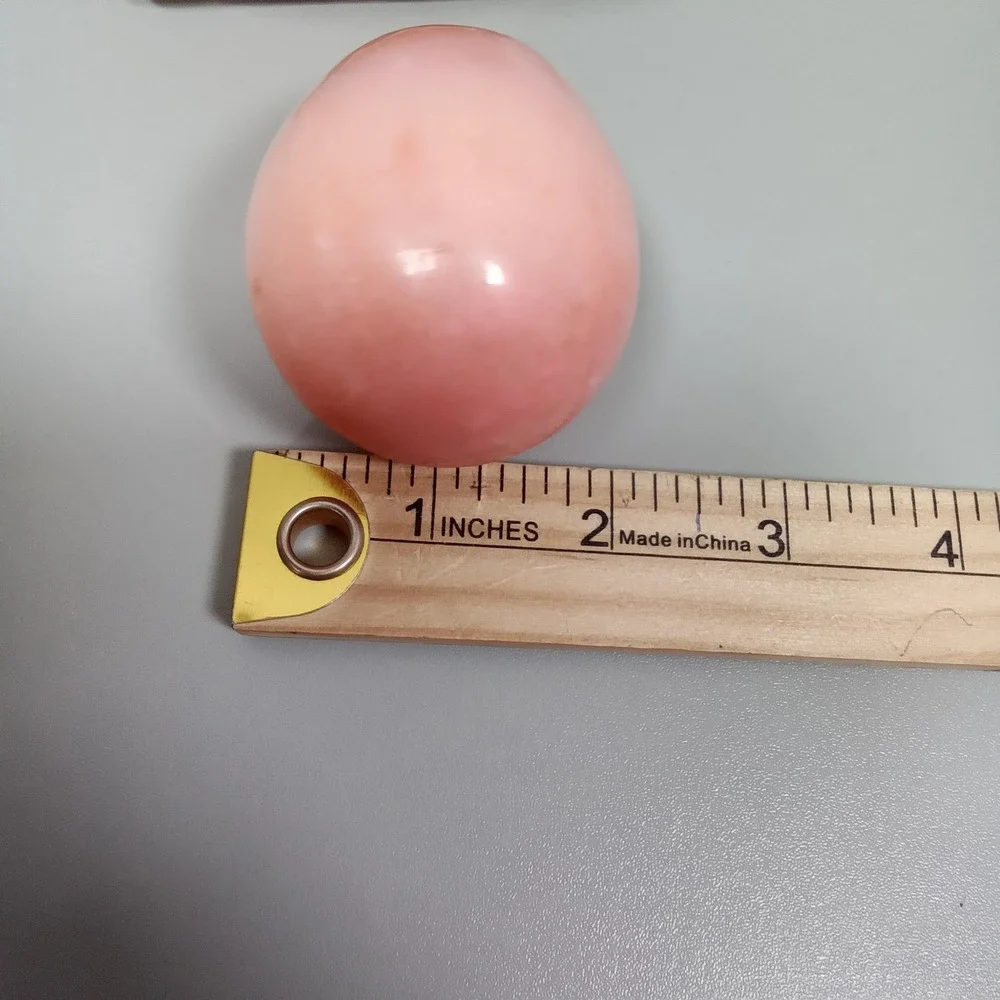 Vintage Pink Marble Alabaster‎ Polished Stone Decorative Egg Paperweight 2.75in